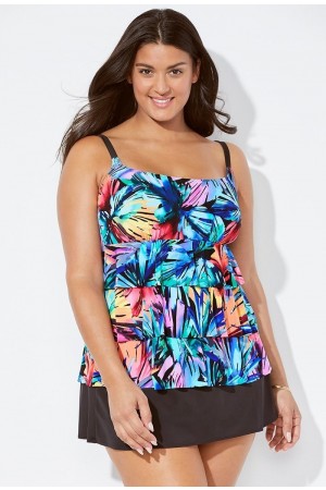 Gestuftes Tankini-Set mit U-Ausschnitt