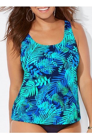 Tankini-Set mit tropischem Blatt und U-Ausschnitt