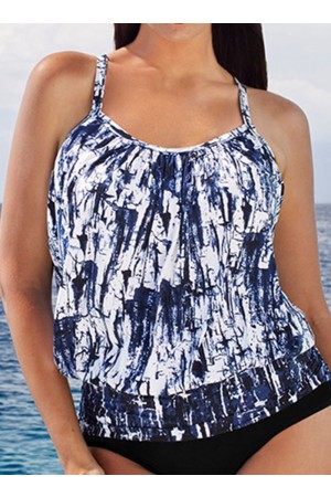 Blouson-Tankini-Set mit U-Ausschnitt