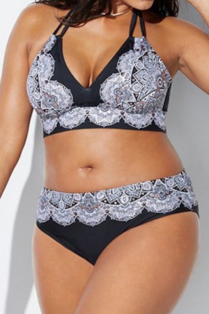 Schwarzes Neckholder-Bikini-Set