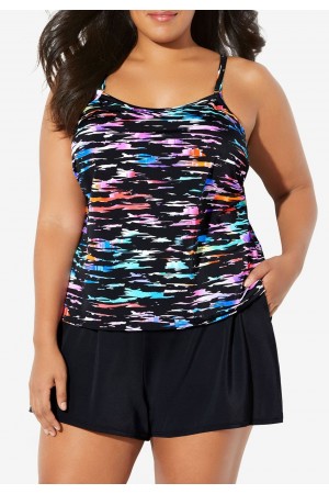 Buntes Storm Tankini-Set mit eckigem Hals