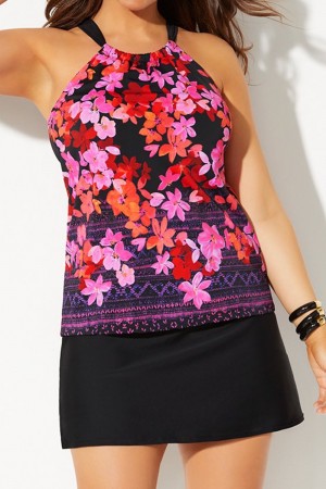 Primrose Tankini-Oberteil mit Stehkragen und Rock