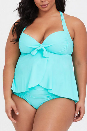 Mint Flyaway Sweetheart Neckline Tankini-Set
