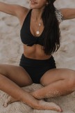 Schwarzes festes Bikini-Set