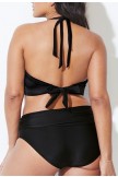 Black Halter VNeck Bikini Set