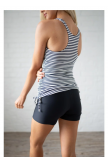 Striped Scoop Neck Sporty Tankini Set