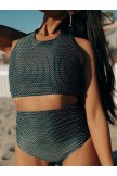Schwarzes Dash-Bikini-Set mit hoher Taille