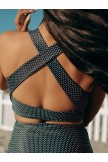Schwarzes Dash-Bikini-Set mit hoher Taille