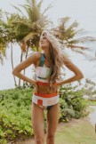 Colorblock Zipper Back Bikini Set