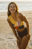 Sporty One Shoulder Colorblock Bikini Set