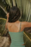 Green Bandeau Neck Tankini Set
