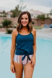 Navy Mauve Stripe