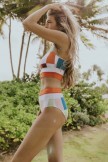 Colorblock Zipper Back Bikini Set