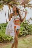 Colorblock Zipper Back Bikini Set