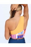 Sporty One Shoulder Colorblock Bikini Set