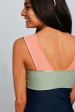 Square Neck Colorblock One Piece Swimsuit